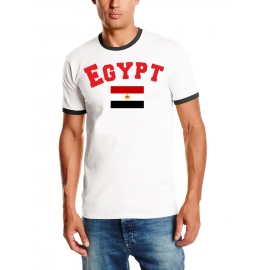 Ägypten T-Shirt mit DEINEM NAMEN + NUMMER Ringer weiss-schwarz, Gr.S