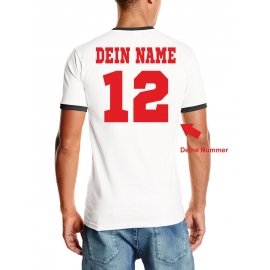 Ägypten T-Shirt mit DEINEM NAMEN + NUMMER Ringer weiss-schwarz, Gr.S