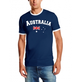 Australien T-Shirt mit DEINEM NAMEN + NUMMER Ringer navy