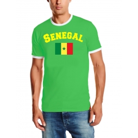 Senegal T-Shirt mit DEINEM NAMEN + NUMMER Ringer green, Gr.S