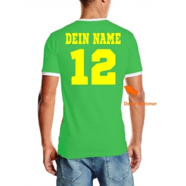 Senegal T-Shirt mit DEINEM NAMEN + NUMMER Ringer green, Gr.S