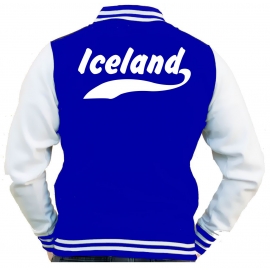 ICELAND Collegejacke BLAU ISLAND WM 2018 Fussball XS S M L XL XXL Druck vorne + hinten Erwachsene und Kinder