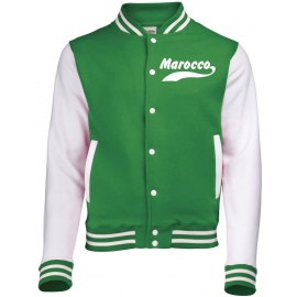 MAROCCO Collegejacke GREEN Marokko WM 2018 Fussball XS S M L XL XXL Druck vorne + hinten Erwachsene und Kinder