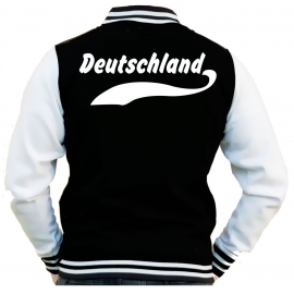 DEUTSCHLAND Collegejacke SCHWARZ Germany WM 2018 Fussball XS S M L XL XXL Druck vorne + hinten Erwachsene und Kinder