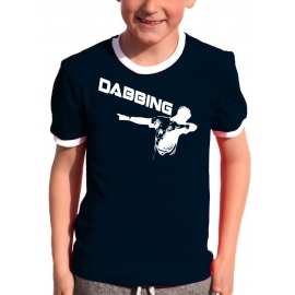 DABBING Kinder T-Shirt Ringer blau grün rot schwarz weiss Gr.128 140 152 164 176 cm