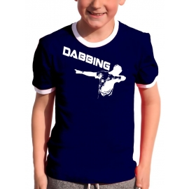 DABBING Kinder T-Shirt Ringer blau grün rot schwarz weiss Gr.128 140 152 164 176 cm