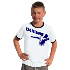 DABBING Kinder T-Shirt Ringer blau grün rot schwarz weiss Gr.128 140 152 164 176 cm