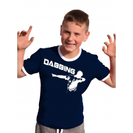 DABBING Kinder T-Shirt Ringer blau grün rot schwarz weiss Gr.128 140 152 164 176 cm