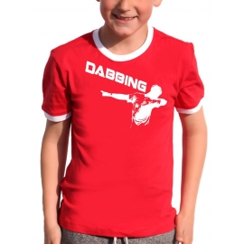 DABBING Kinder T-Shirt Ringer blau grün rot schwarz weiss Gr.128 140 152 164 176 cm