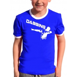 DABBING Kinder T-Shirt Ringer blau grün rot schwarz weiss Gr.128 140 152 164 176 cm