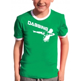 DABBING Kinder T-Shirt Ringer blau grün rot schwarz weiss Gr.128 140 152 164 176 cm