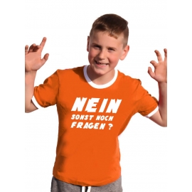 NEIN ! Sonst noch Fragen ? Kinder T-Shirt Ringer blau grün rot schwarz weiss Gr.128 140 152 164 176 cm