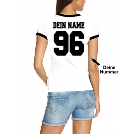 WM 2018 Fußball Shirt mit DEINEM NAMEN + NUMMER alle Nationen Damen T-Shirt Trikot S-XXL Deutschland England Frankreich Brasilien... alle 32 Länder