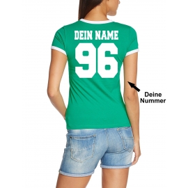 WM 2018 Fußball Shirt mit DEINEM NAMEN + NUMMER alle Nationen Damen T-Shirt Trikot S-XXL Deutschland England Frankreich Brasilien... alle 32 Länder