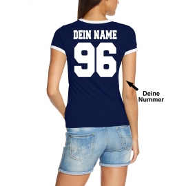 WM 2018 Fußball Shirt mit DEINEM NAMEN + NUMMER alle Nationen Damen T-Shirt Trikot S-XXL Deutschland England Frankreich Brasilien... alle 32 Länder