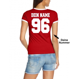 WM 2018 Fußball Shirt mit DEINEM NAMEN + NUMMER alle Nationen Damen T-Shirt Trikot S-XXL Deutschland England Frankreich Brasilien... alle 32 Länder