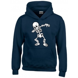Dabbing Skelett schwarz oder dunkelblau Hoodie Sweatshirt mit Kapuze oder T-Shirt Gr. 116 128 140 152 164 cm