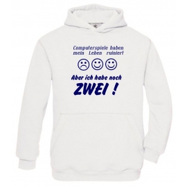 COMPUTERSPIELE HABEN MEIN LEBEN RUINIERT ! ABER ICH HABE NOCH ZWEI ! ! Hoodie Sweatshirt mit Kapuze Gr. 116 128 140 152 164 cm