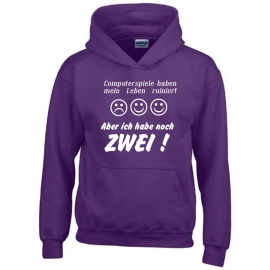 COMPUTERSPIELE HABEN MEIN LEBEN RUINIERT ! ABER ICH HABE NOCH ZWEI ! ! Hoodie Sweatshirt mit Kapuze Gr. 116 128 140 152 164 cm