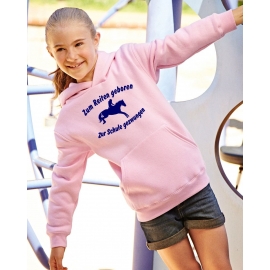 Zum Reiten geboren Zur Schule gezwungen ! Hoodie Sweatshirt mit Kapuze Gr. 116 128 140 152 164 cm Reiten Pferde