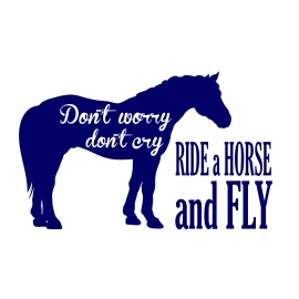 DONT WORRY DONT CRY - RIDE A HORSE AND FLY ! Hoodie Sweatshirt mit Kapuze Gr. 116 128 140 152 164 cm Reiten Pferde