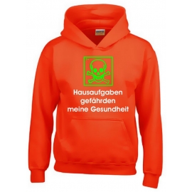 Hausaufgaben gefährden meine Gesundheit ! Hoodie Sweatshirt mit Kapuze Gr. 116 128 140 152 164 cm