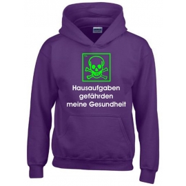 Hausaufgaben gefährden meine Gesundheit ! Hoodie Sweatshirt mit Kapuze Gr. 116 128 140 152 164 cm