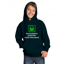 Hausaufgaben gefährden meine Gesundheit ! Hoodie Sweatshirt mit Kapuze Gr. 116 128 140 152 164 cm