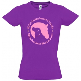 Meine beiden besten Freunde - sprechen kein Wort mit mir. T-SHIRT Gr. 116 128 140 152 164 cm Reiten Hund und Pferd