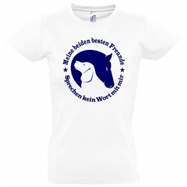 Meine beiden besten Freunde - sprechen kein Wort mit mir. T-SHIRT Gr. 116 128 140 152 164 cm Reiten Hund und Pferd