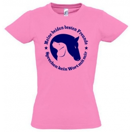 Meine beiden besten Freunde - sprechen kein Wort mit mir. T-SHIRT Gr. 116 128 140 152 164 cm Reiten Hund und Pferd