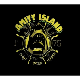 AMITY ISLAND - JAWS - Quint Brody Hooper 1975 Der weiße Hai ORIGINAL  T-Shirt Schwarz Gr. S M L XL 2XL