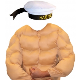 Muskelshirt Muscleman Muskeln mit Matrosenmütze Hautfarben unisize Erwachsene