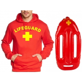 LIFEGUARD Kostüm Rettungsschwimmer Set T-Shirt, Hoodie, Schwimmboje, Badehose  ROT S M L XL XXL 3XL 4XL 5XL