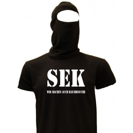 SEK Hausbesuche Kostüm EINSATZKOMMANDO Set Sturmhaube + T-Shirt oder Kapuzensweatshirt schwarz S M L XL XXL 3XL 4XL 5XL und Kinderkostüm 104 116 128 140 152 164cm