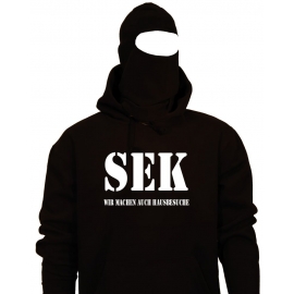 SEK Hausbesuche Kostüm EINSATZKOMMANDO Set Sturmhaube + T-Shirt oder Kapuzensweatshirt schwarz S M L XL XXL 3XL 4XL 5XL und Kinderkostüm 104 116 128 140 152 164cm