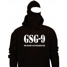 GSG 9 Hausbesuche Kostüm EINSATZKOMMANDO Set Sturmhaube + T-Shirt oder Kapuzensweatshirt schwarz S M L XL XXL 3XL 4XL 5XL und Kinderkostüm 104 116 128 140 152 164cm