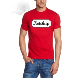 MAYO + KETCHUP Kostüm Imbiss Kombi t T-Shirt oder Hoodie + Cap, Pommes Rot weiss Gr.S M L XL XXL 3XL 4XL 5XL und Kinderkostüm 104 116 128 140 152 164cm