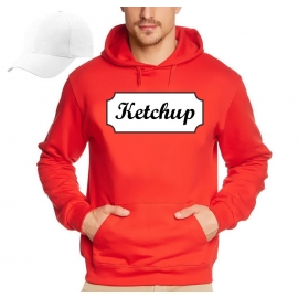 MAYO + KETCHUP Kostüm Imbiss Kombi t T-Shirt oder Hoodie + Cap, Pommes Rot weiss Gr.S M L XL XXL 3XL 4XL 5XL und Kinderkostüm 104 116 128 140 152 164cm