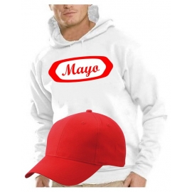 MAYO + KETCHUP Kostüm Imbiss Kombi t T-Shirt oder Hoodie + Cap, Pommes Rot weiss Gr.S M L XL XXL 3XL 4XL 5XL und Kinderkostüm 104 116 128 140 152 164cm