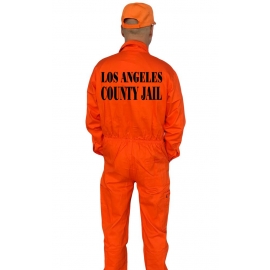 Los Angeles County Jail Knast Set Overal + Cap Orange S M L XL XXL 3XL 4XL 5XL Kostüm Karneval Fasching