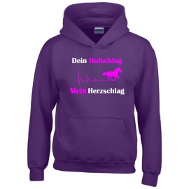 Dein Hufschlag - Mein Herzschlag ! Hoodie Sweatshirt mit Kapuze Gr. 116 128 140 152 164 cm Reiten Pferde