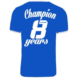 Champion 8 Jahre ! Geburtstags T-Shirt Ringer-blau Gr.140 cm