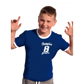 Champion 8 Jahre ! Geburtstags T-Shirt Ringer-blau Gr.140 cm