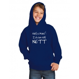 Halts Maul ! Ich bin voll NETT !  Hoodie Sweatshirt mit Kapuze Gr. 116 128 140 152 164 cm Reiten Pferde