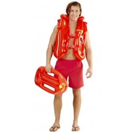 LIFEGUARD Kostüm Rettungsschwimmer Set T-Shirt, Schwimmboje, Badehose,  Rettungsweste Gelb S M L XL XXL 3XL 4XL 5XL