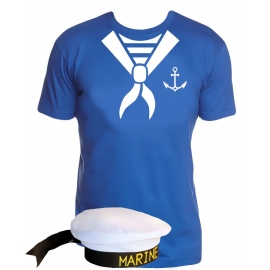 Matrosen  T-Shirt mit Matrosenmütze Matrosentuch Seemann Gr.S - 5XL zum Feiern JGA Fahrradtour Ausflug Vatertag