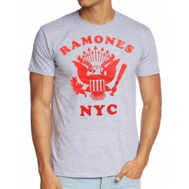 THE RAMONES RETRO EAGLE NYC 1 2 3 4  HEY HOO LETS GO Grau-rot Grössen S M L XL