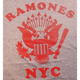 THE RAMONES RETRO EAGLE NYC 1 2 3 4  HEY HOO LETS GO Grau-rot Grössen S M L XL