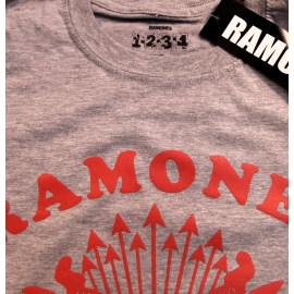 THE RAMONES RETRO EAGLE NYC 1 2 3 4  HEY HOO LETS GO Grau-rot Grössen S M L XL